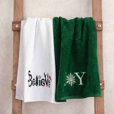 Green christmas online towels